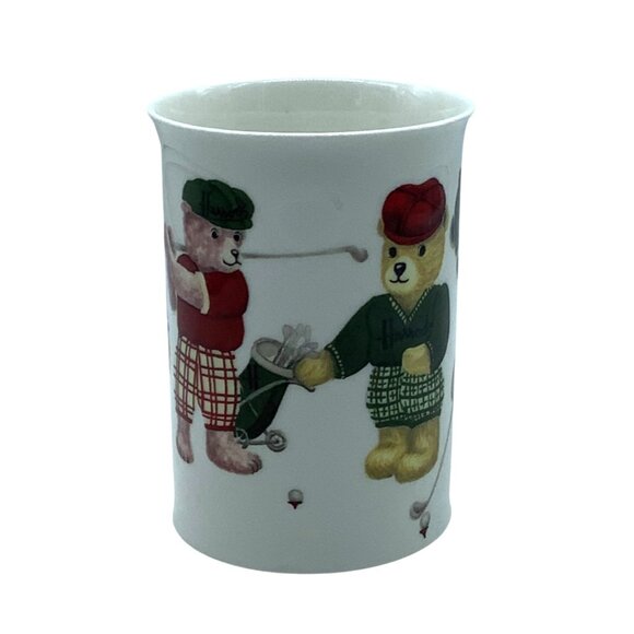 Harrods Teddy Bear Golf Themed Fine Bone China Mug Made in England 4" - Picture 2 of 7